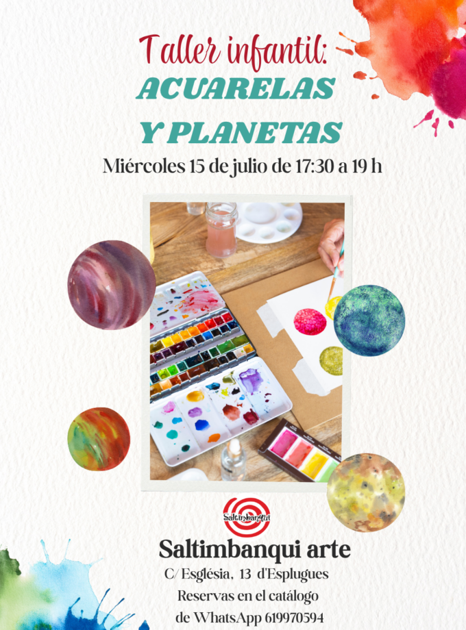 Taller infantil acuarelas y planetas